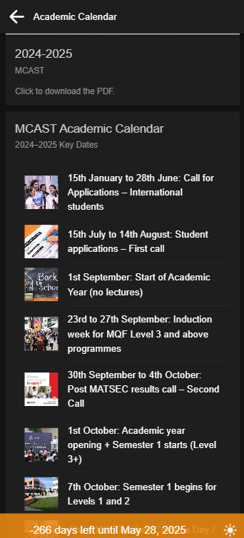 Mobile app calendar screen