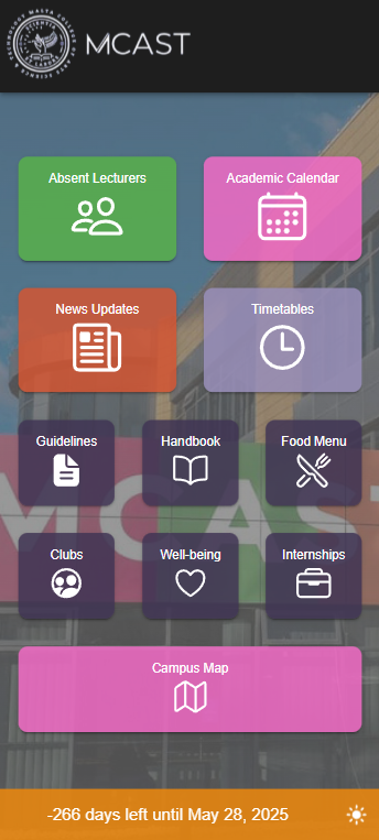 Mobile app home screen